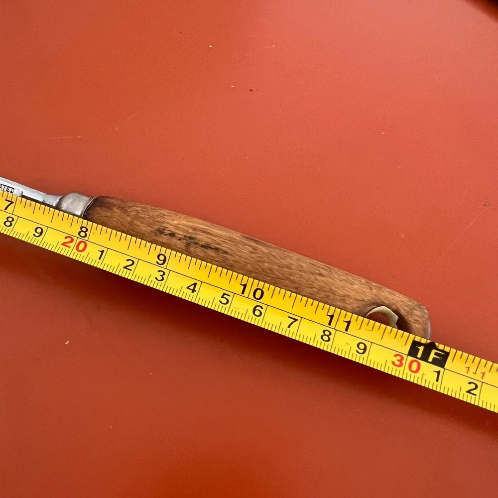 VTG EKCO A&J Slotted Spoon Chrome Plated Wood Handle USA Kitchen Tool 11.75in